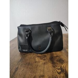 NWT Simply Vera Vera Wang Black Valeria Belted Satchel Bag Classy Modest Zipper